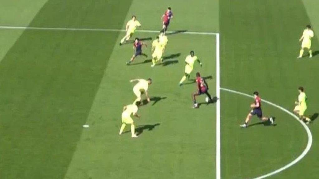 El gol anulado a Jan Virgili por un fuera de juego inexistente en el Barça B-Amorebieta