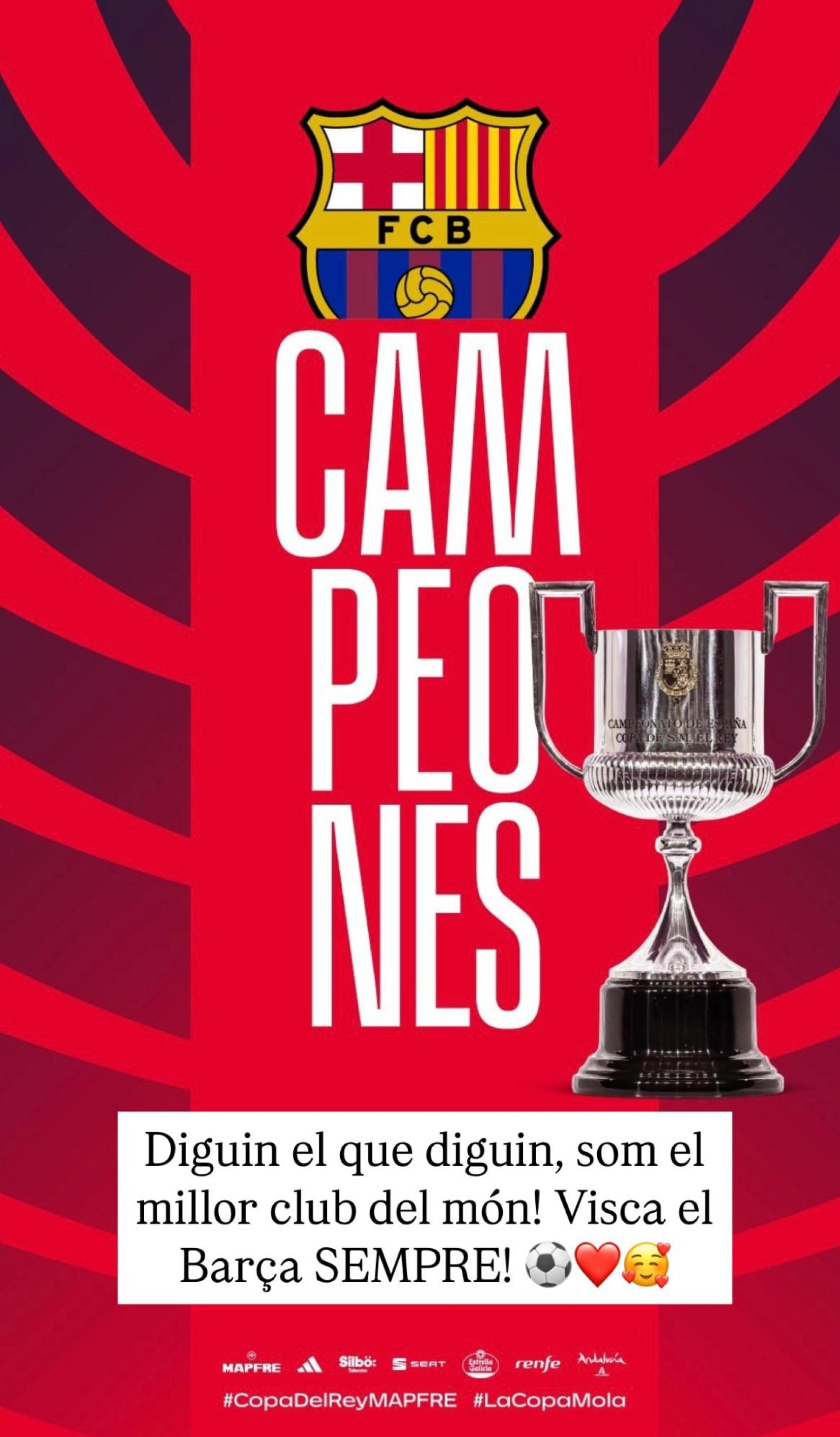 Xavi Hernández celebra la conquista del Barça en Copa del Rey