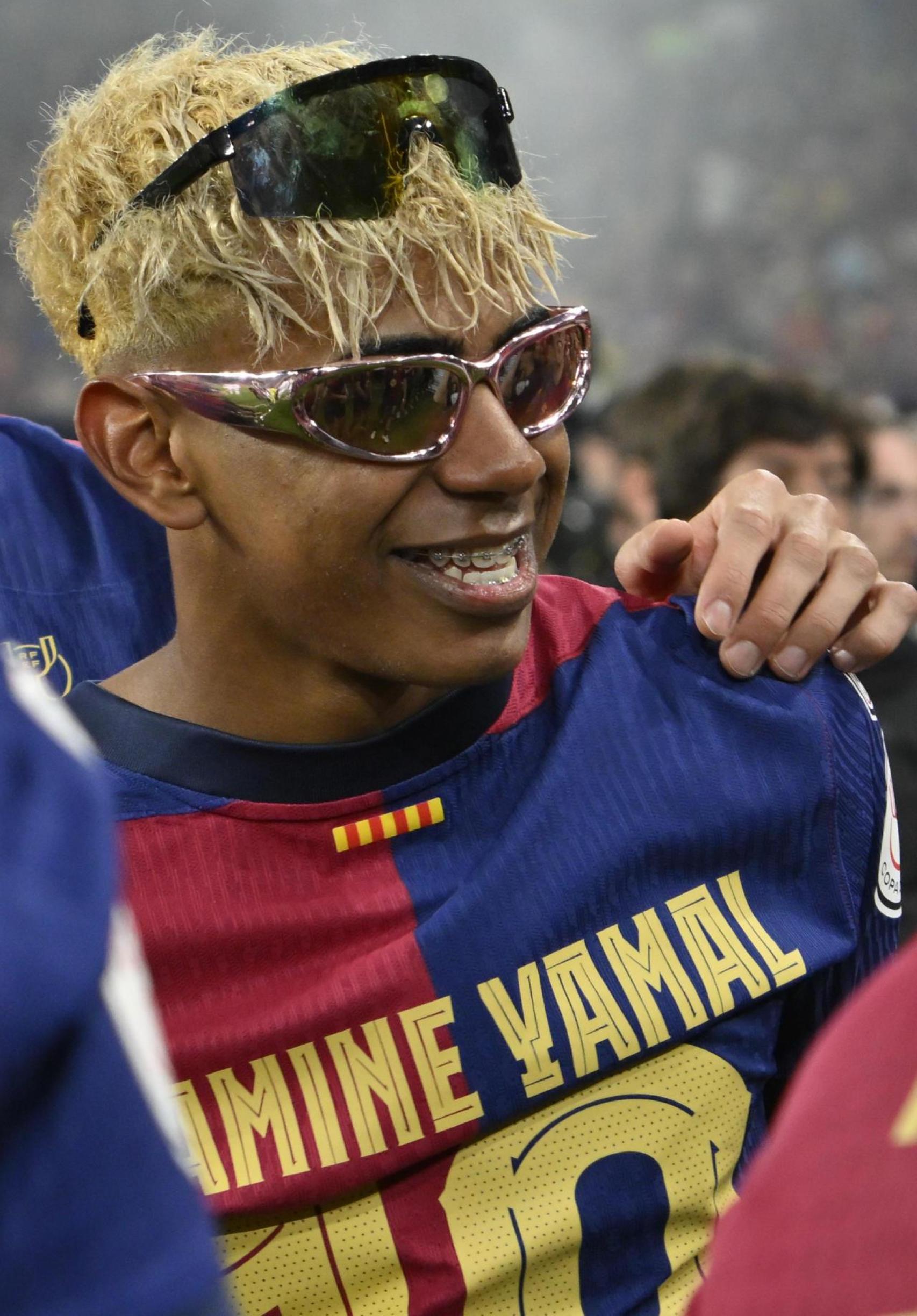 Lamine Yamal celebra la Copa del Rey