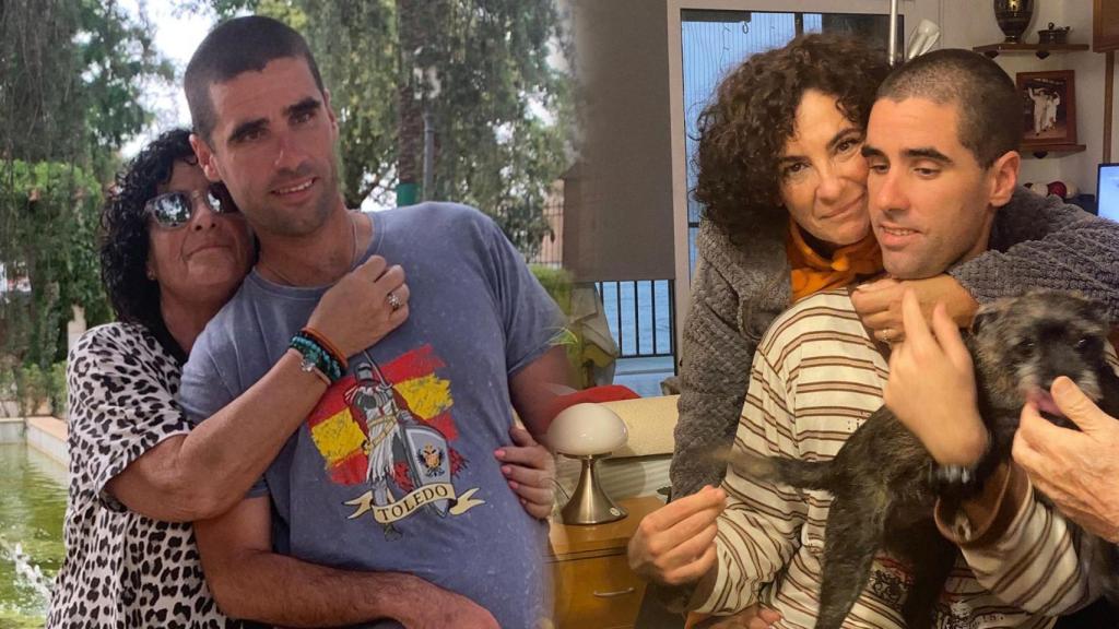 Montaje fotográfico en el que aparece Aurora, la madre coraje, y su hijo Ferran