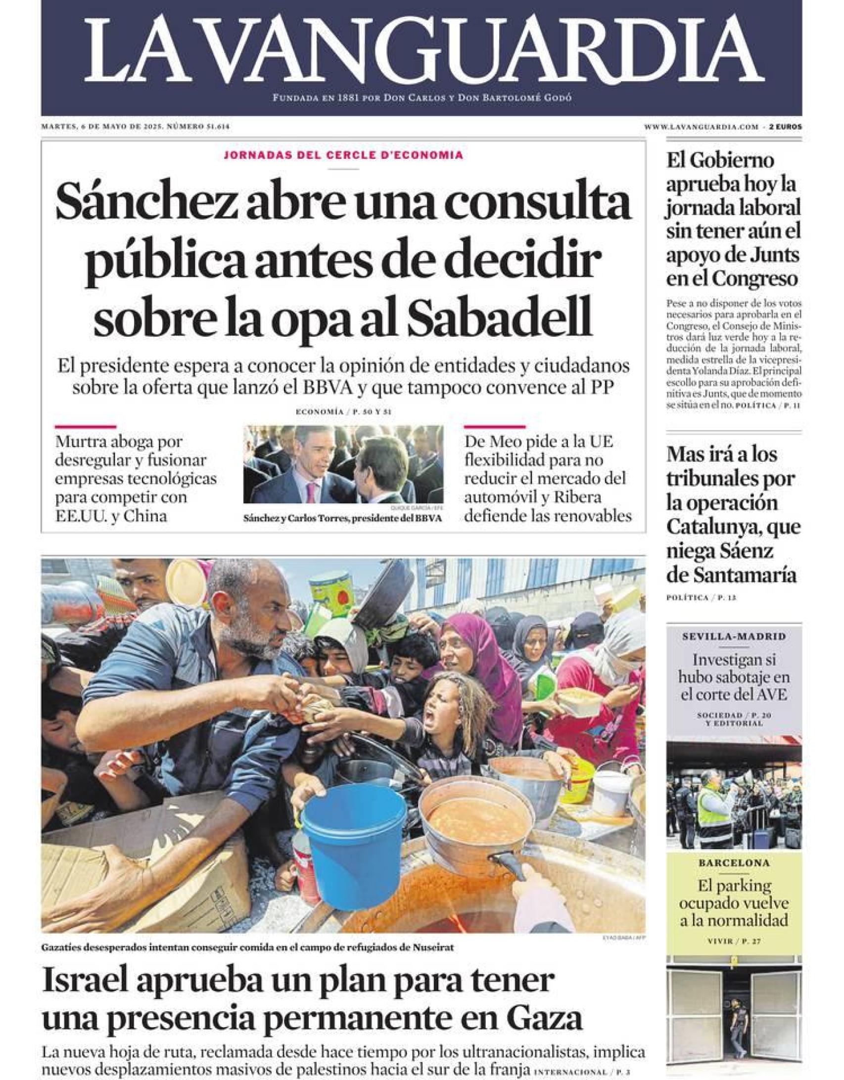 Portada de La Vanguardia
