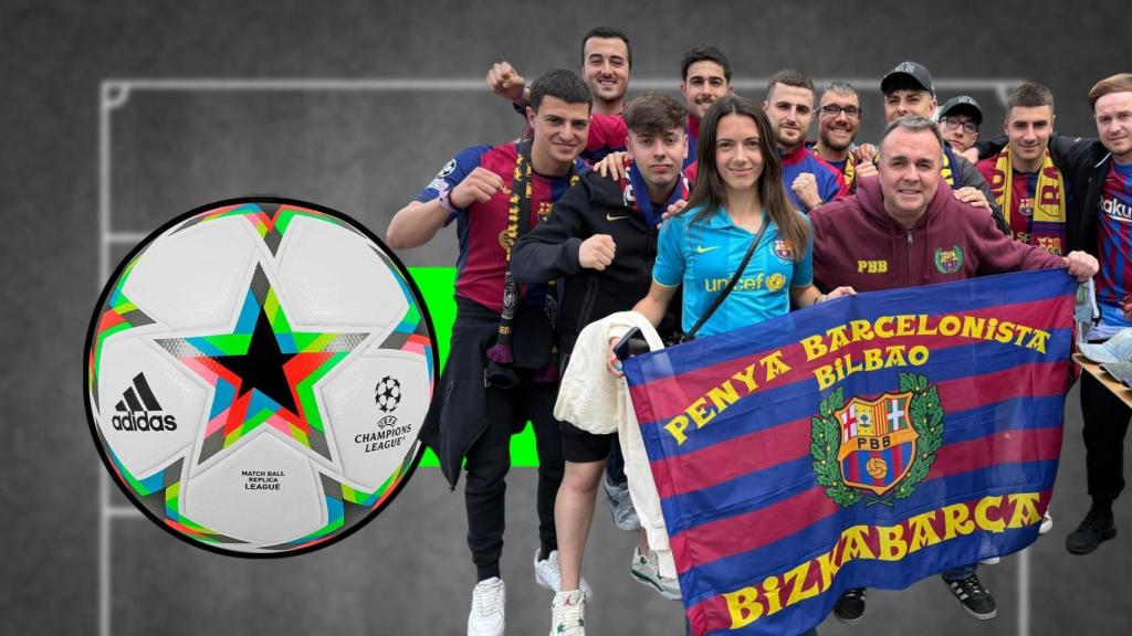 Aitana Bonmatí, con aficionados del Barça en Milán