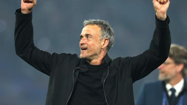 Luis Enrique celebra el pase a la final de la Champions League con el PSG