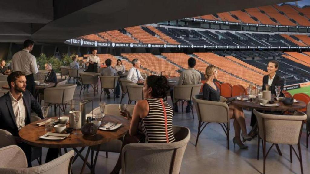 Recreació de la zona Vip del Nou Mestalla, la venda de la qual gestionarà Legends