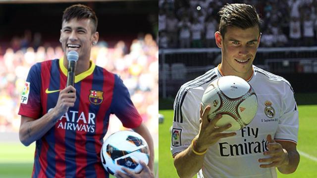 Neymar Jr y Gareth Bale, en un montaje sobre sus presentaciones con el Barça y el Real Madrid, respectivamente