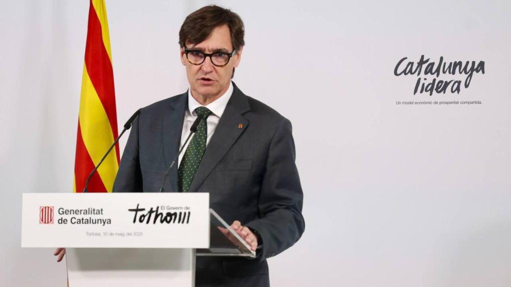 Salvador Illa durante su conferencia en el Centre Cívic de Ferreries, Tortosa