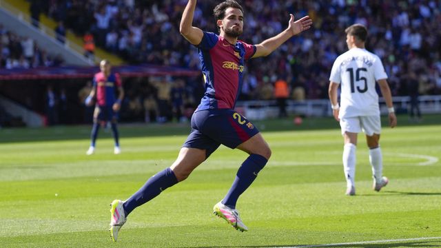 Éric García celebra su gol en el Barça-Real Madrid