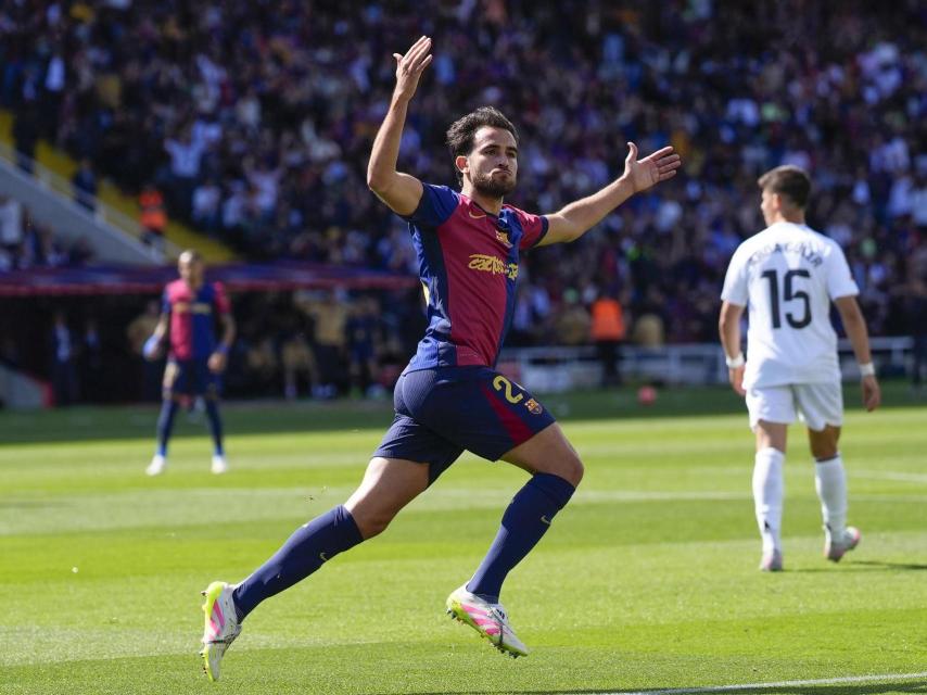 Éric García celebra su gol en el Barça-Real Madrid