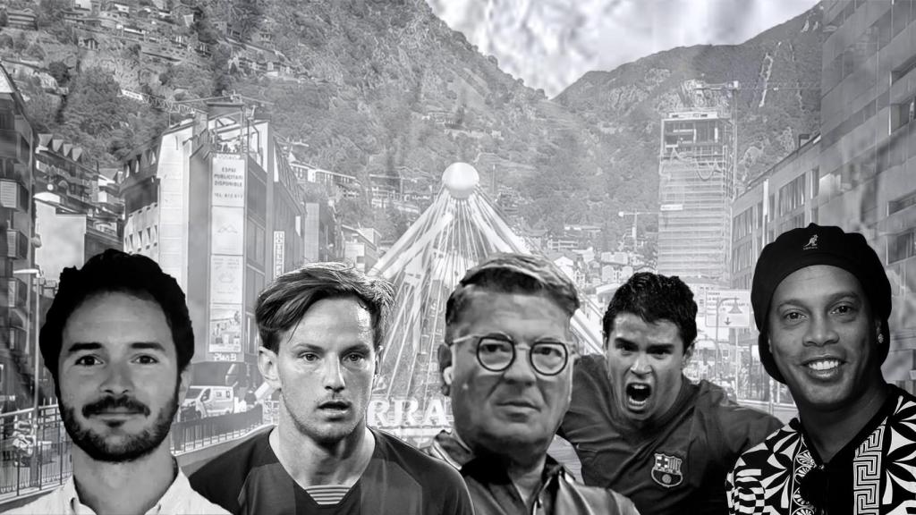 Marc Torras, Rakitic, Manel Torras, Saviola y Ronaldinho