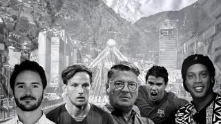 Marc Torras, Rakitic, Manel Torras, Saviola y Ronaldinho