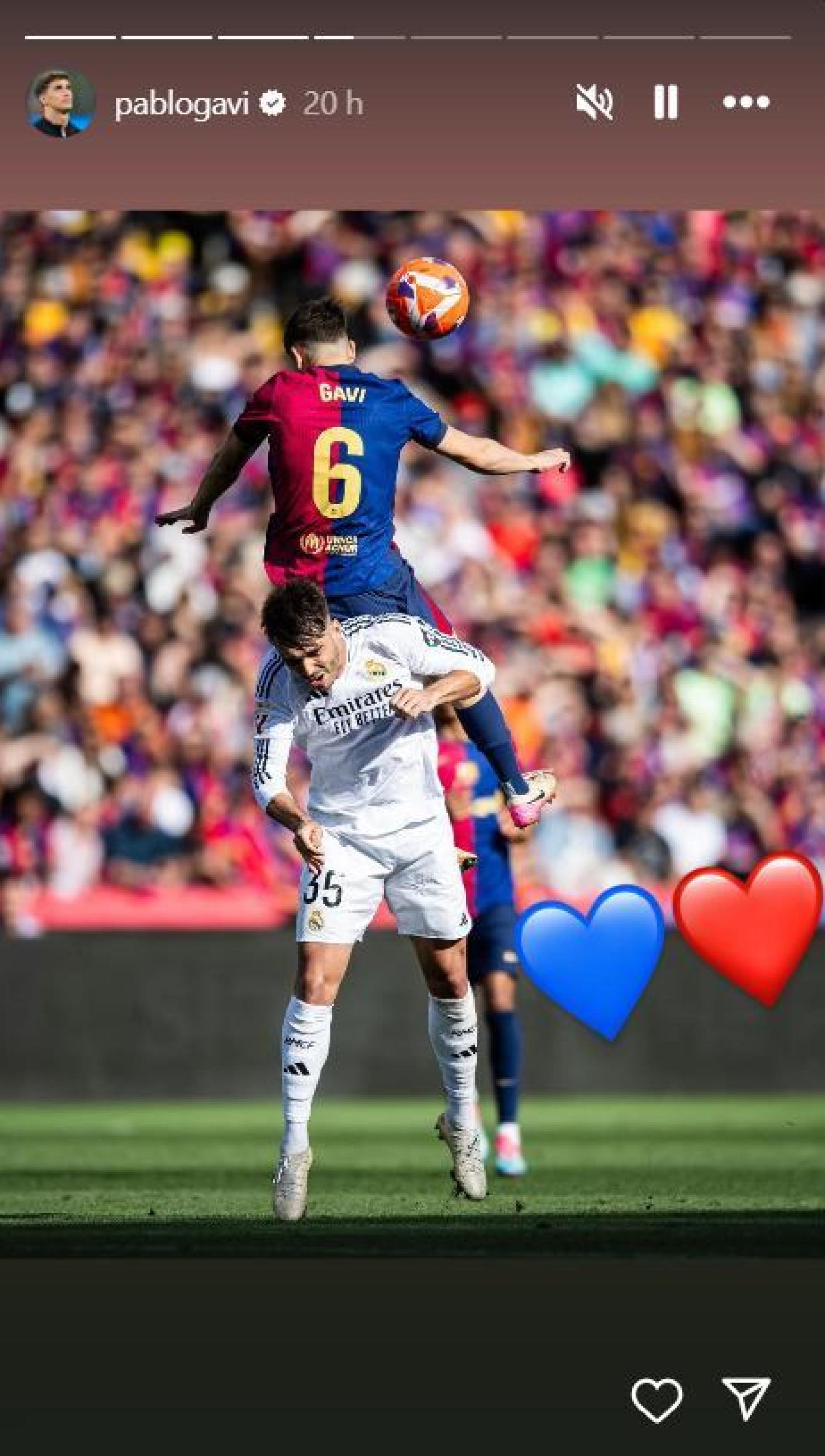 El dardo en Instagram de Gavi a Raúl Asencio tras el clásico