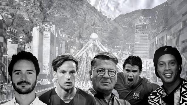 Marc Torras, Rakitic, Manel Torras, Saviola y Ronaldinho