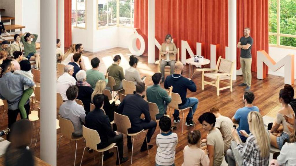 Render de una charla en el Espai Òmnium