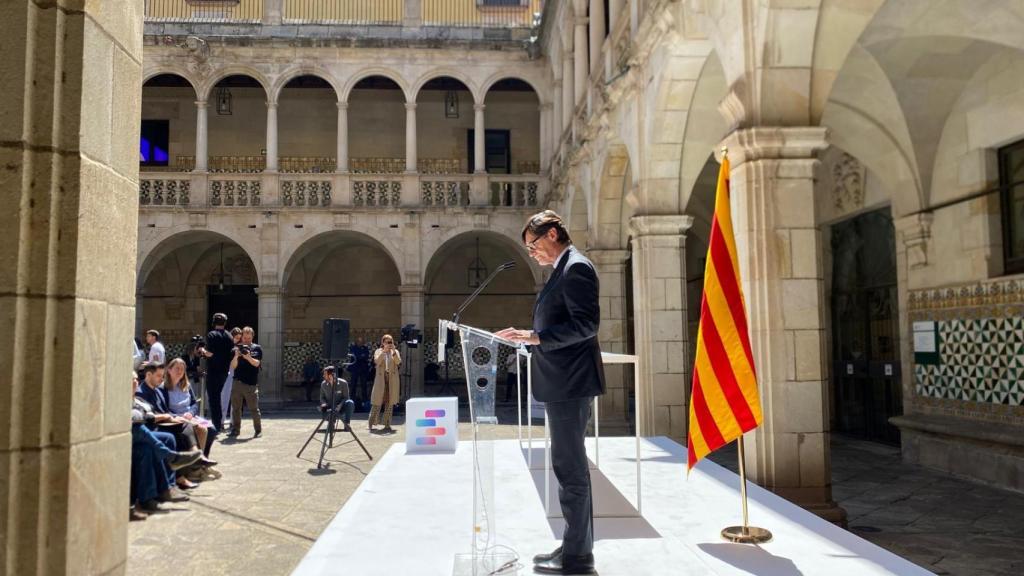 El presidente Salvador Illa durante su discurso en el acto