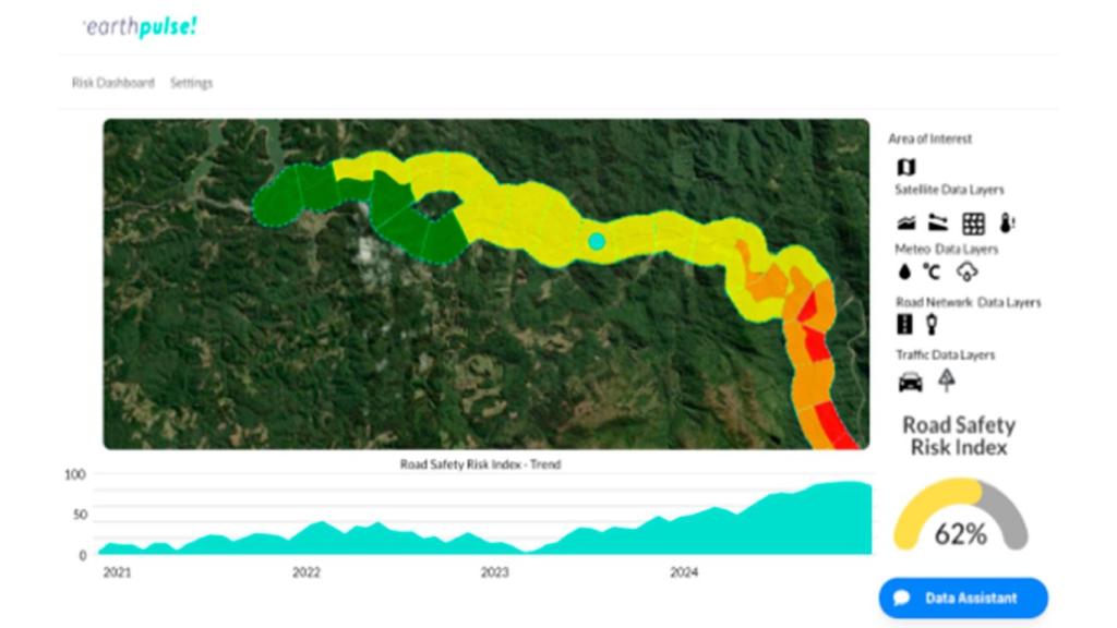 Pantalla de la aplicación Road Safety Pulse, de Earthpulse