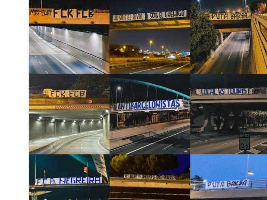 Pancartas de La Curva contra el Barça