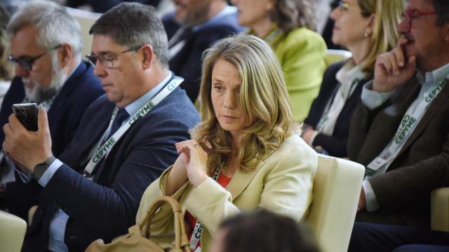 La candidata promovida por la dirección de CEOE, Ángela de Miguel, durante la asamblea general electoral de Cepyme