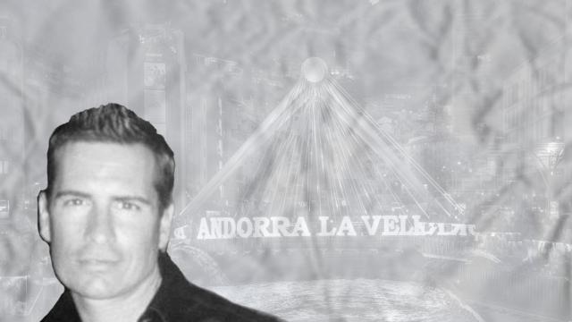 Montaje con el rotro de Miguel Tey con un puente de Andorra la Vella en el fondo, donde fue detenido su cómplice