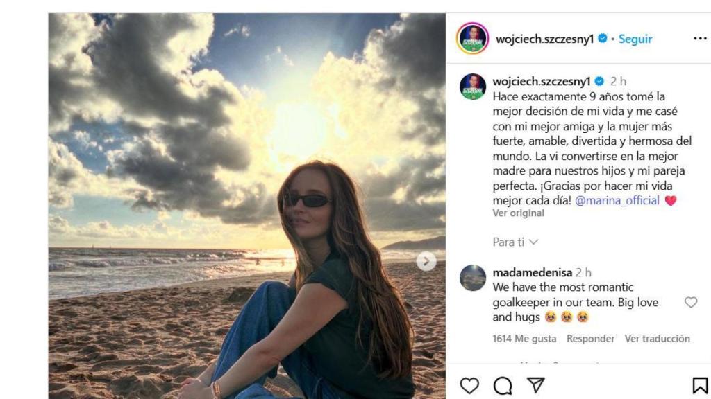 La declaración de amor de Wojciech Szczesny a su esposa para su aniversario de bodas