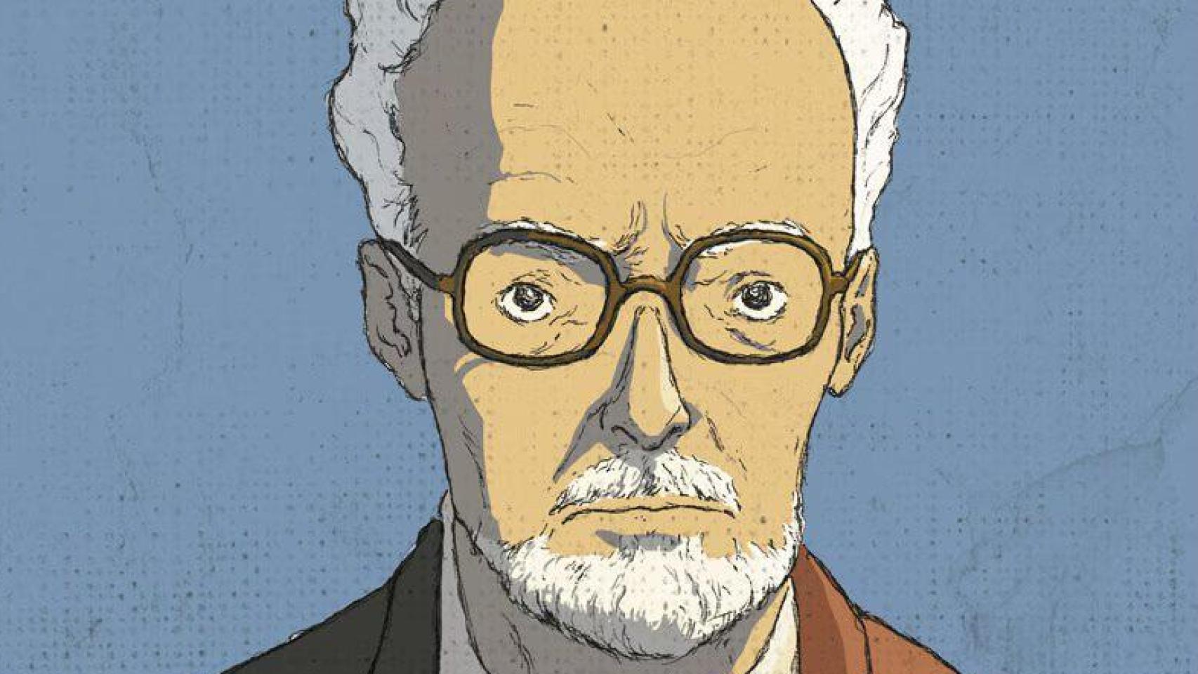 Imagen de Primo Levi, en la portada de Matteo Mastragostino