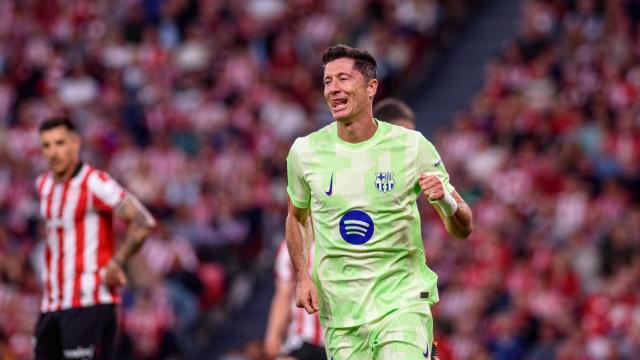 Lewandowski celebra un gol ante el Athletic