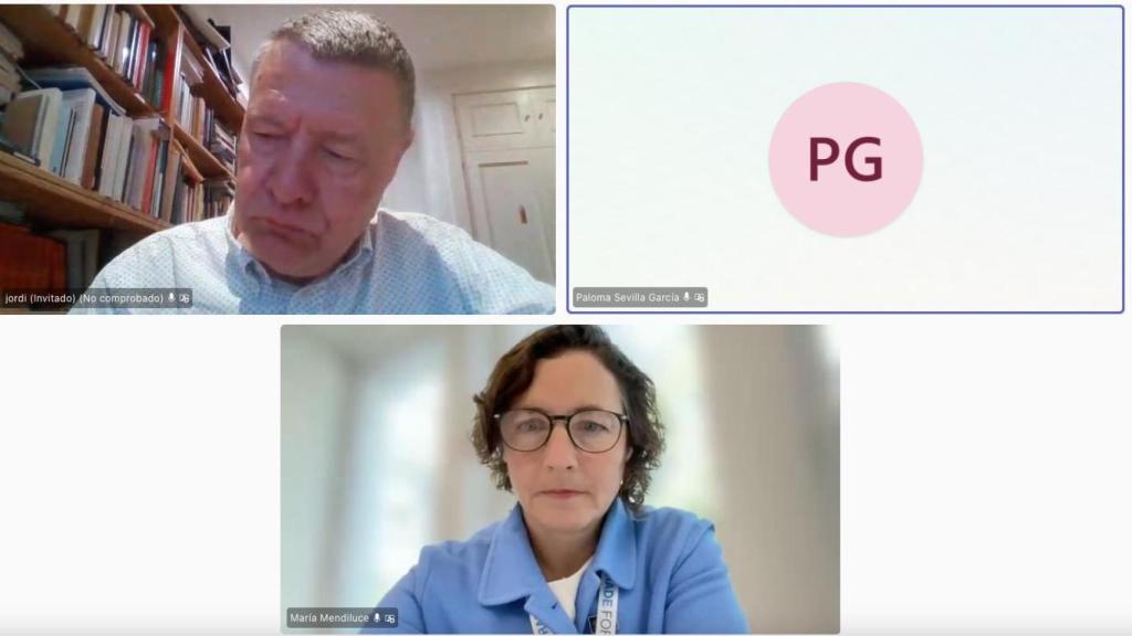 El expresidente de Red Eléctrica, Jordi Sierra, y la CEO de We Mean Business Coalition, María Mendiluce, durante el encuentro organizado por APD