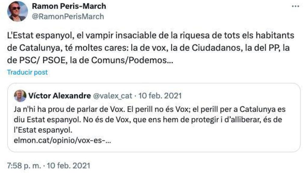 Tweet de Ramon Peris-March