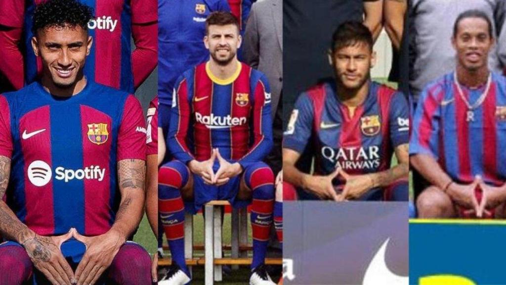 El gest que va patentar Ronaldinho a les fotos oficials del Barça fins arribar a Raphinha