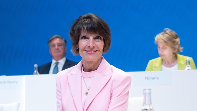 La consejera Anne-Catherine Berner durante la junta general de accionistas de GrÍfols, a 5 de junio de 2025