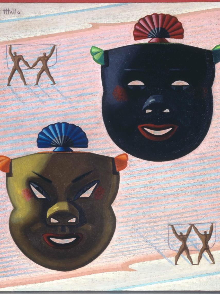 Máscaras. Diagonal II’, lienzo de Maruja Mallo fechado hacia 1949-1950 procedente de una colección particular.