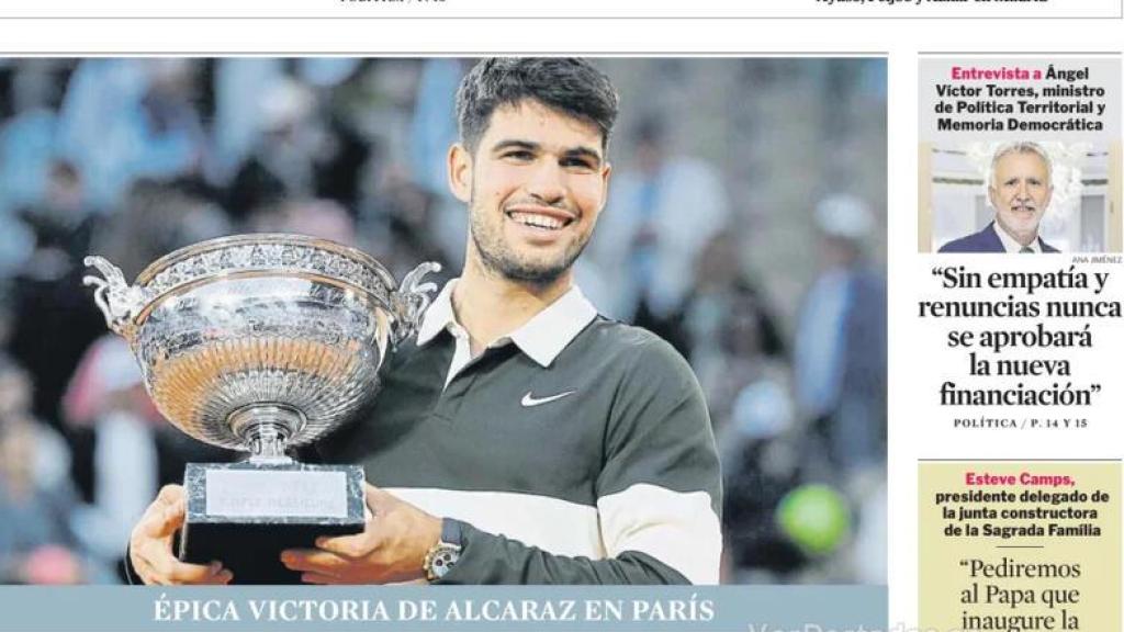 Detalle de la portada de La Vanguardia, 9 de junio de 2025