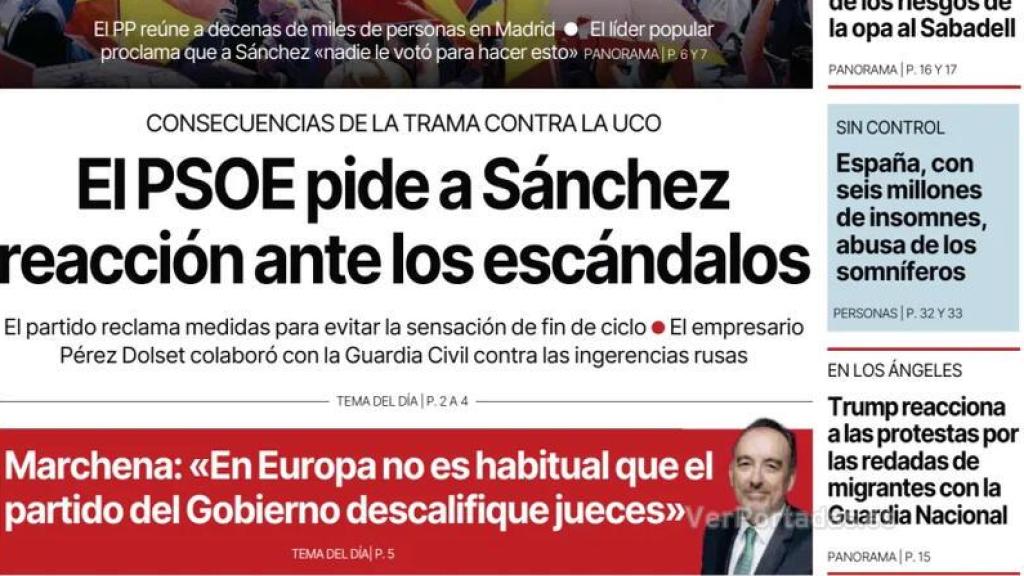 Detalle de la portada de El Periódico, 9 de junio de 2025