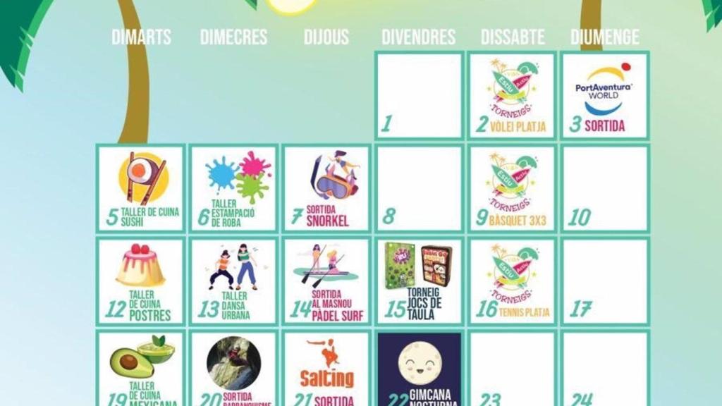 Calendario de actividades del 'Juliol Jove' de Vilassar de Mar en 2022