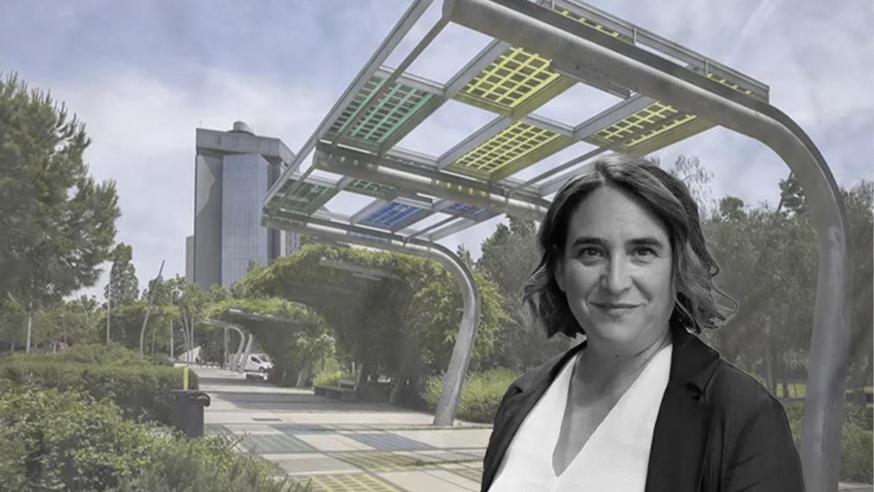 La exalcaldesa de Barcelona Ada Colau y placas solares
