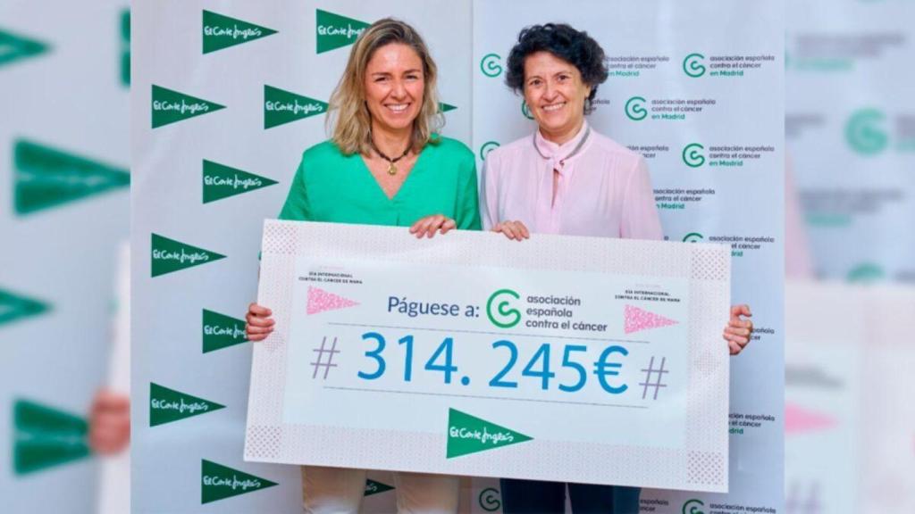 María Laviña, directora corporativa de Socios y Desarrollo Económico de la AECC y Ester Uriol, directora de Comunicación de El Corte Inglés