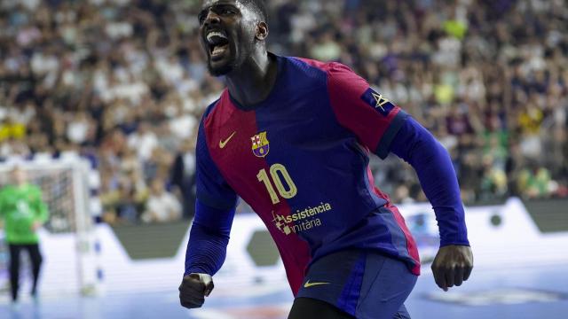 Dika Mem marca un gol en las semifinales de la Champions League contra el Magdeburgo