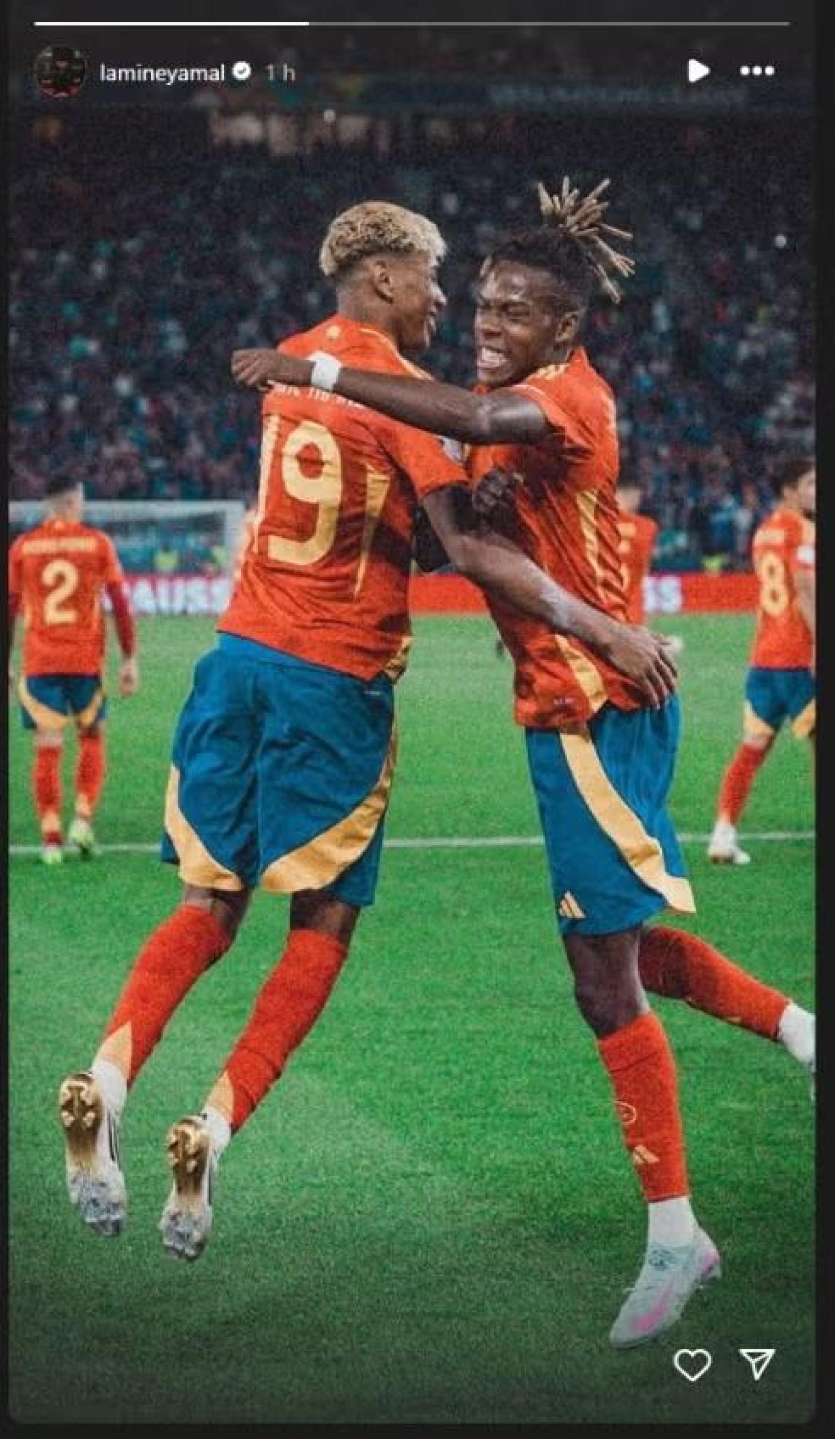 Lamine Yamal celebra en Instagram la reunión entre el representante de Nico Williams y Deco