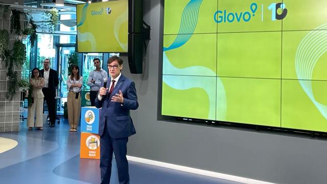 El presidente de la Generalitat, Salvador Illa, durante el 10º aniversario de Glovo