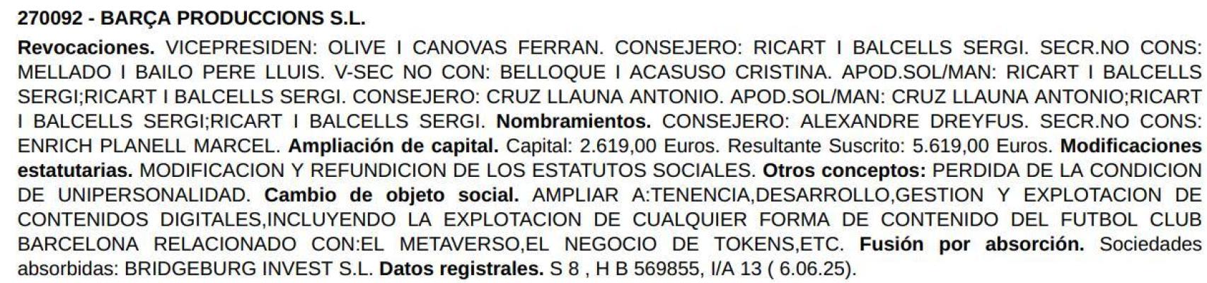 Los nuevos nombramientos de Barça Produccions en junio de 2025