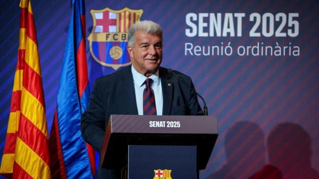 El presidente del Barça, Joan Laporta, en la reunión ordinaria del senado