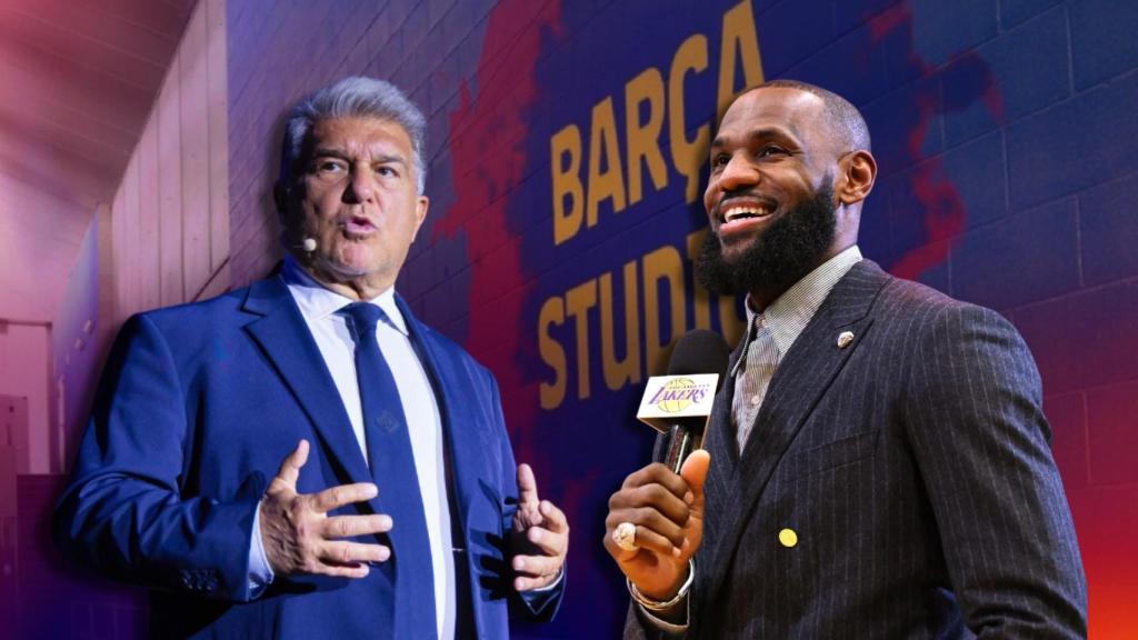 Joan Laporta y Lebron James, en un fotomontaje