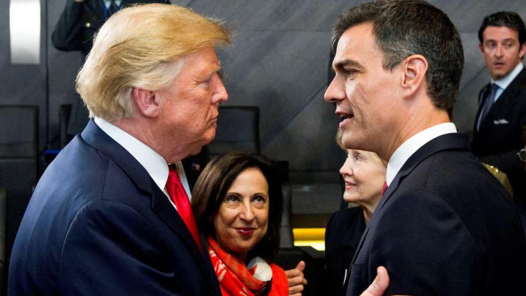 El president del Govern d'Espanya, Pedro Sánchez, i el president dels Estats Units, Donald Trump, a la cimera de l'OTAN del juliol de 2018, a Brussel·les.