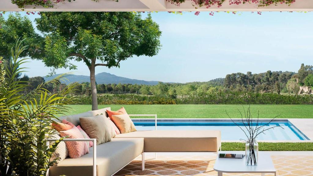 Recreación de la terraza de una de las viviendas del futuro La Roca Golf Resort, cuyos precios alcanzarán los 1,3 millones de euros