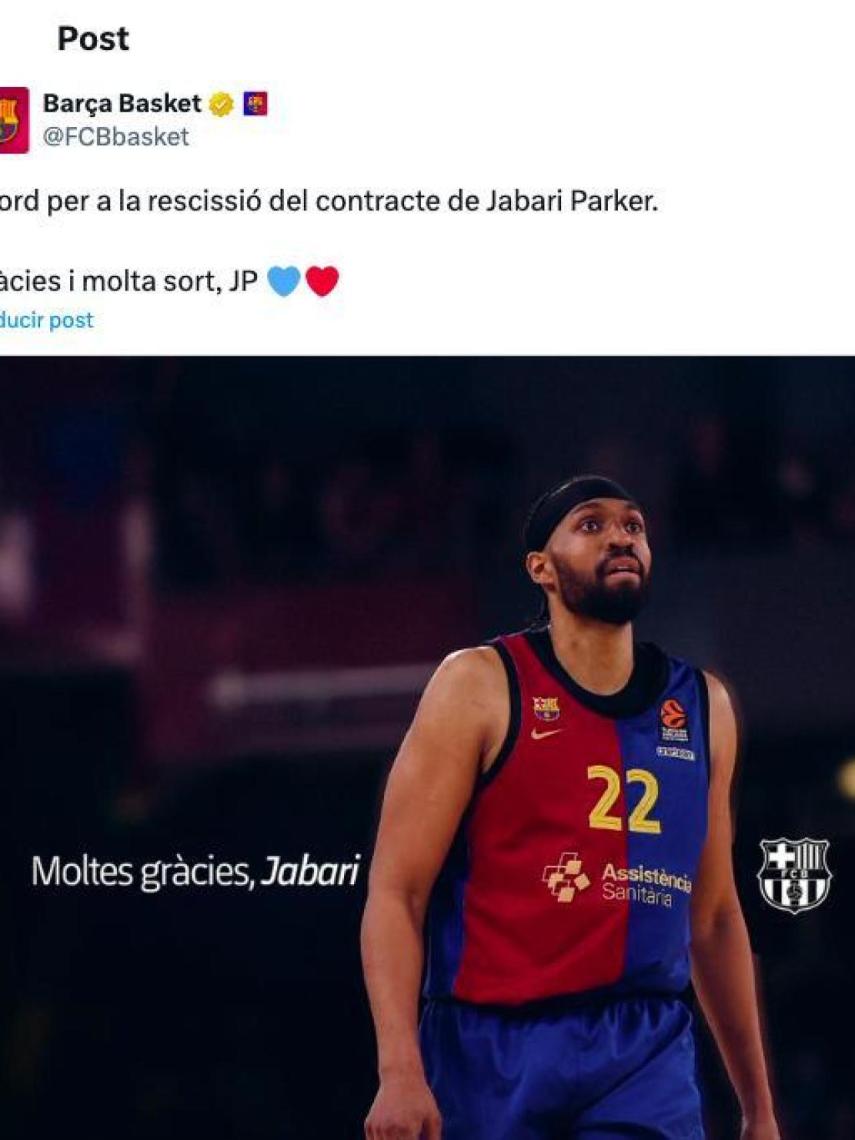 El Barça rescinde el contrato de Jabari Parker