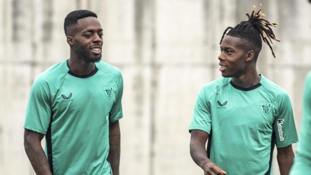 Iñaki y Nico Williams, durante un entrenamiento con el Athletic Club