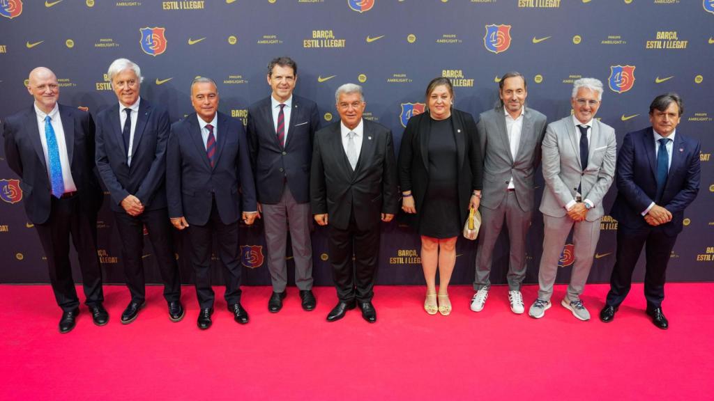 La junta directiva del Barça, en el Palau de la Música para la grabación del vídeo pódcast 'La Llotja del 125'