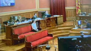 La falsa opositora a mossos acusada de matar a su pareja en Ripollet en 2023, durante la primera sesión del juicio con jurado en la Audiencia de Barcelona