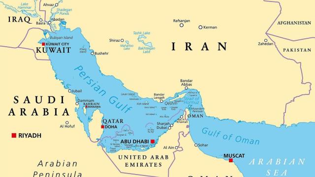 El mapa con el estrecho de Ormuz