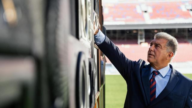 El presidente del Barça, Joan Laporta, en el acto promocional del regreso al nuevo Camp Nou