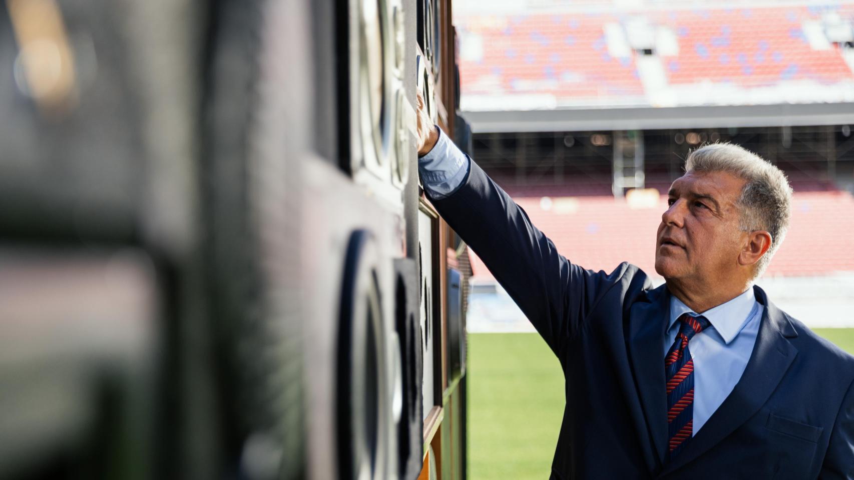 El presidente del Barça, Joan Laporta, en el acto promocional del regreso al nuevo Camp Nou